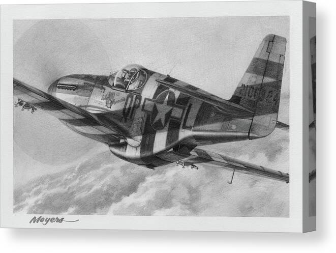 Aviation Art Canvas Print featuring the drawing The Kid by Wade Meyers