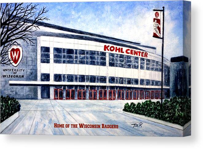 Basketball Canvas Print featuring the painting The Kohl Center by Thomas Kuchenbecker
