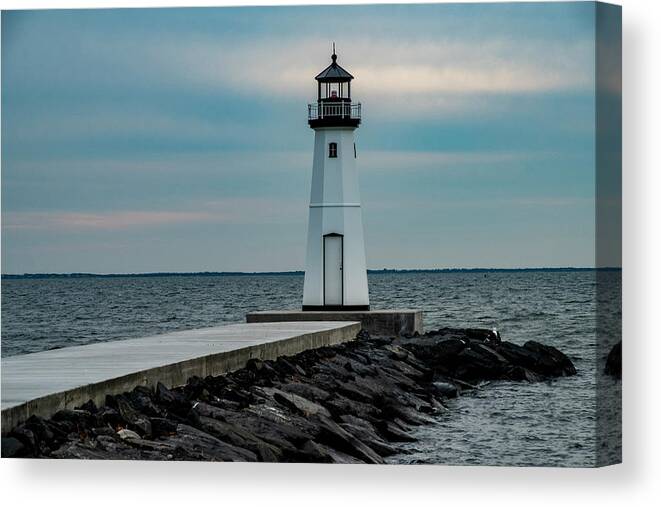 Jetty Canvas Print featuring the photograph The Little Lighthouse by Cathy Kovarik