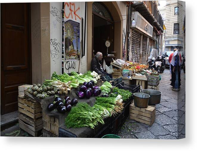 Market Canvas Print featuring the photograph The Market in Palermo, Sicily by Regina Muscarella
