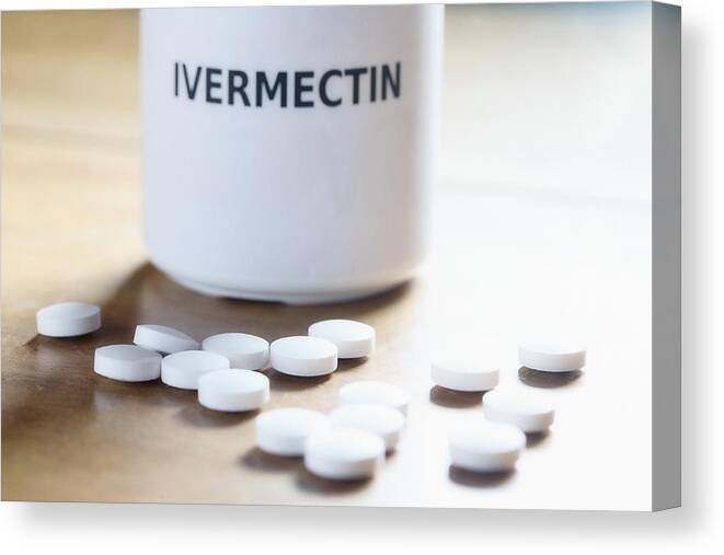 Wood Canvas Print featuring the photograph The medicine ivermectin, being controversially proposed to treat Covid-19 in the pandemic by RapidEye