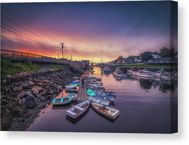 Perkins Cove Canvas Print featuring the photograph The Morning Sky at Perkins Cove by Penny Polakoff