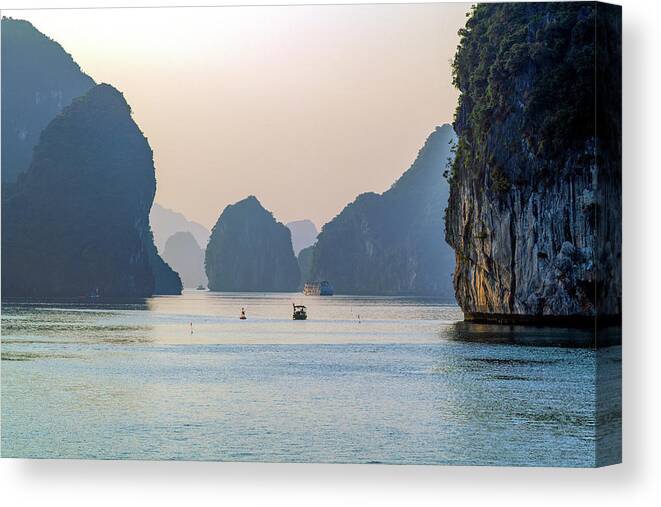 Northern Vietnam Canvas Print featuring the photograph The mystery of Halong Bay, Vietnam by Dubi Roman