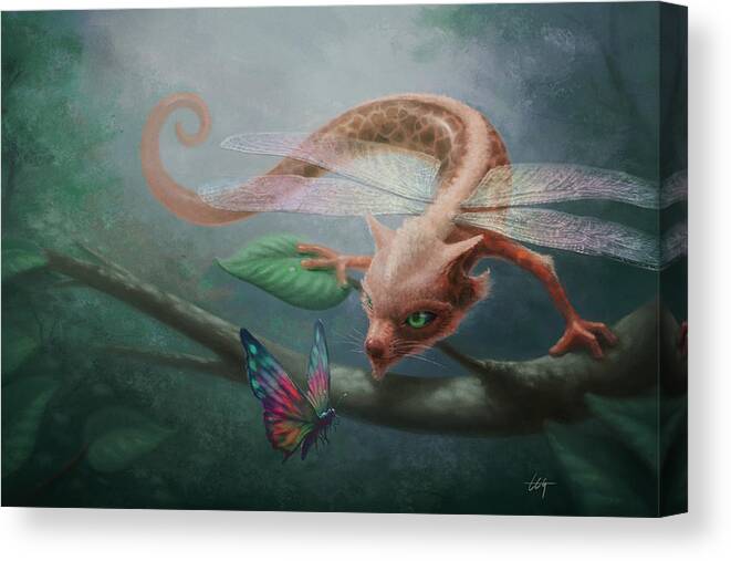 Fantasy Canvas Print featuring the painting The Natifly by Tom Gehrke