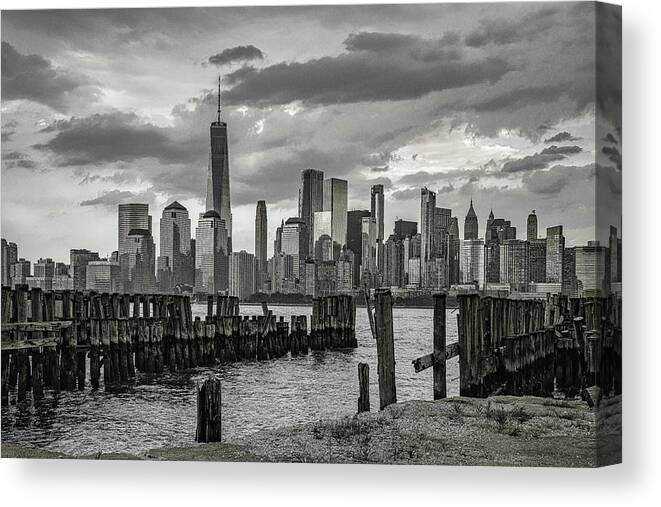 Liberty State Park Canvas Print featuring the photograph The NYC Skyline by Penny Polakoff