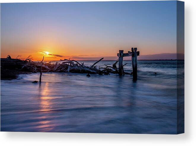 The Old Cattle Jetty Canvas Print featuring the photograph The Old Cattle Jetty, Point Nepean by Vicki Walsh