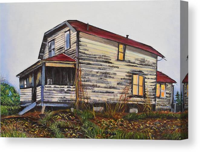 Manigotagan Canvas Print featuring the painting The Old Quesnel Homestead by Marilyn McNish