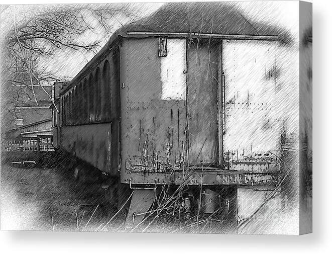 Train Canvas Print featuring the digital art The Old Train Car by Kirt Tisdale