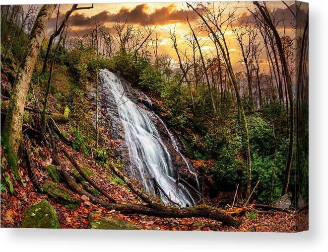 Andrews Canvas Print featuring the photograph The Rufus Morgan Waterfall at Dawn by Debra and Dave Vanderlaan