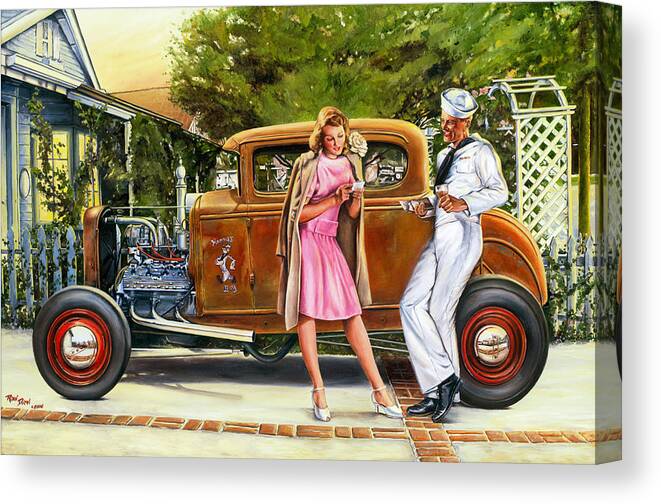 Hot Rod Canvas Print featuring the painting The Sailor's Girl by Ruben Duran