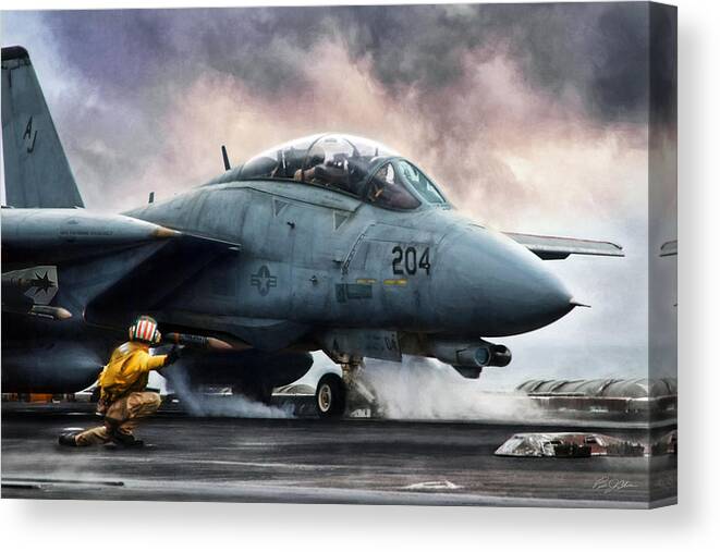 Aviation Canvas Print featuring the digital art The Shooter by Peter Chilelli