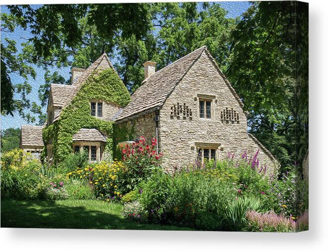 Painting Canvas Print featuring the photograph Painting of the Stone Cottage by Robert Carter