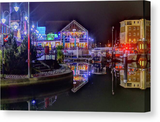 Restaurants Canvas Print featuring the photograph The Waterfront by Gareth Parkes