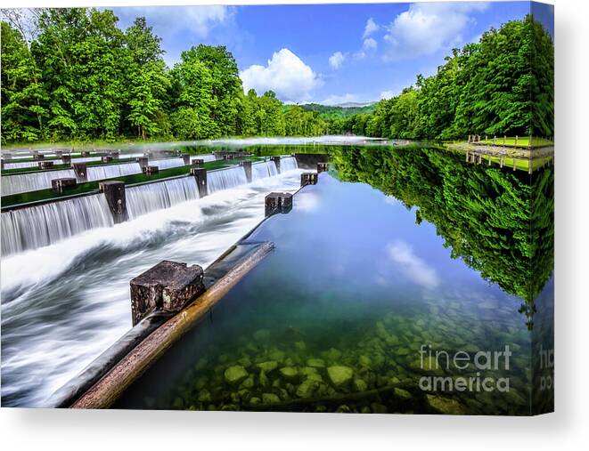 River Canvas Print featuring the photograph The Weir Dam at South Holston by Shelia Hunt