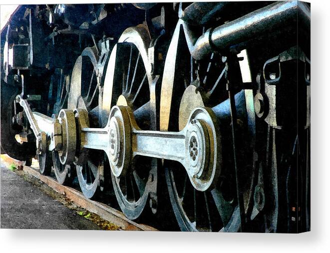 Train Canvas Print featuring the painting There's a Train Coming by Anthony M Davis
