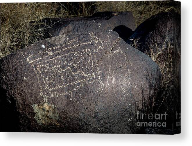 Ancient Canvas Print featuring the photograph Three Rivers Petroglyphs #13 by Blake Webster