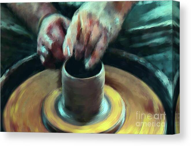 Pot Canvas Print featuring the digital art Throwing A Pot by Lois Bryan
