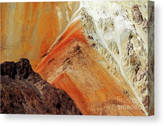 Orange Abstract Canvas Print featuring the photograph Thunupa volcano colours detail Bolivia by James Brunker