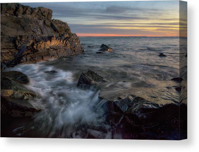 Marginal Way Canvas Print featuring the photograph Tidal Cascade in Ogunquit by Kristen Wilkinson
