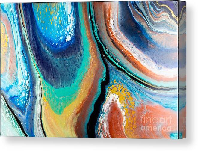Abstract Canvas Print featuring the digital art Time And Space - Colorful Abstract Contemporary Acrylic Painting by Sambel Pedes