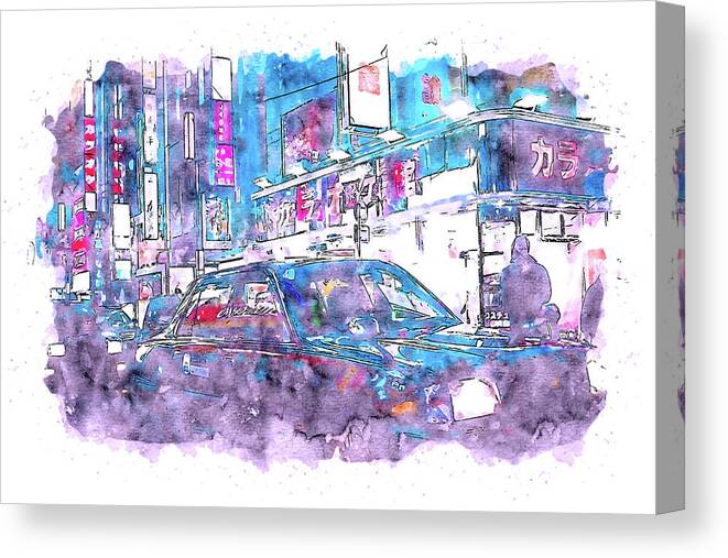 Tokyo Nights Canvas Print featuring the painting Tokyo Nights - 22 by AM FineArtPrints
