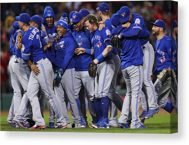Playoffs Canvas Print featuring the photograph Toronto Blue Jays v Boston Red Sox by Maddie Meyer