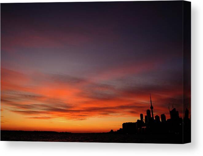Toronto Canvas Print featuring the photograph Toronto Sunset by Kreddible Trout
