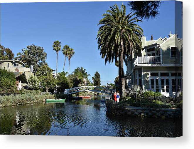 Venice Canvas Print featuring the photograph Tourists enjoying the Venice Canals by Mark Stout