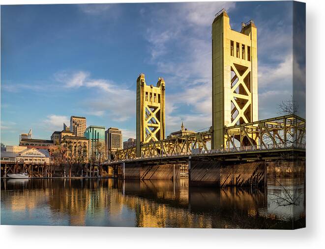 River Canvas Print featuring the photograph Tower Bridge Sacramento by Gary Geddes