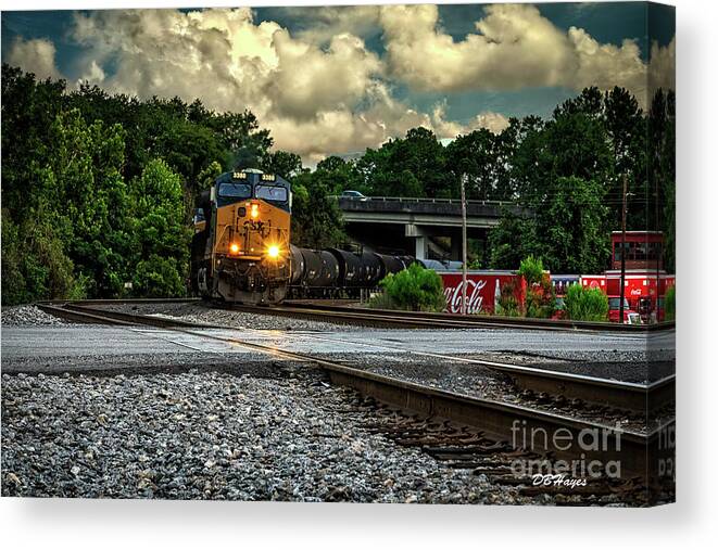 Trains Canvas Print featuring the photograph Train and Tracks by DB Hayes