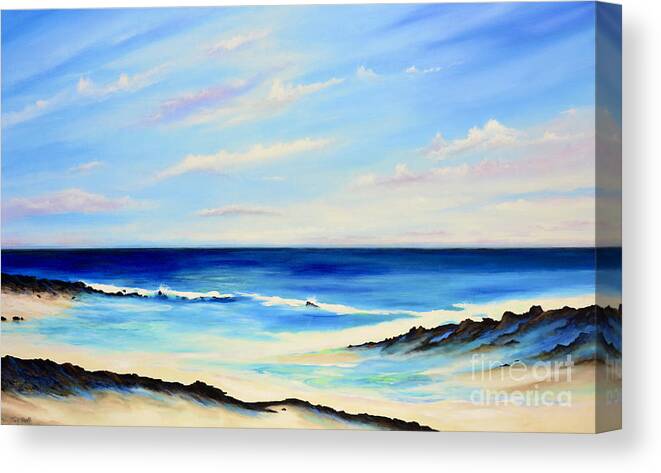 Blue Canvas Print featuring the painting Tranquil Sea by Mary Scott