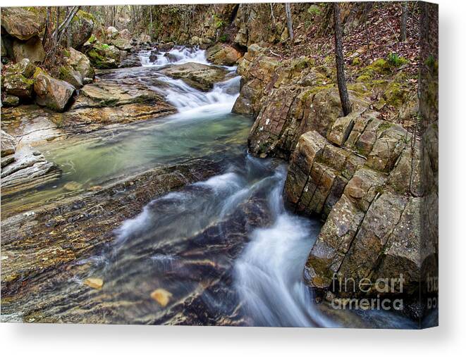 Triple Falls Canvas Print featuring the photograph Triple Falls On Bruce Creek 19 by Phil Perkins