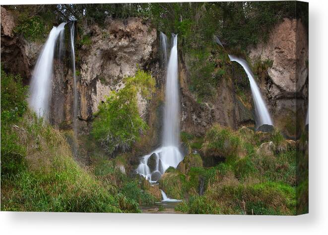 Photographs Canvas Print featuring the photograph Triple Waterfall in Colorado by John A Rodriguez