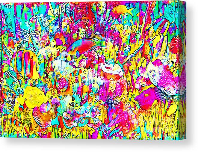 Wingsdomain Canvas Print featuring the photograph Tropical Coral Reef Fish In Contemporary Vibrant Colors 20200512 by Wingsdomain Art and Photography
