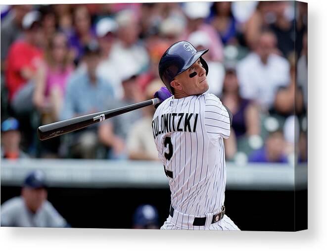 National League Baseball Canvas Print featuring the photograph Troy Tulowitzki by Justin Edmonds