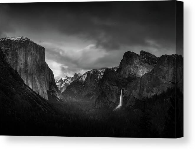 Ansel Adams Canvas Print featuring the photograph Tunnel View in Yosemite by Serge Ramelli