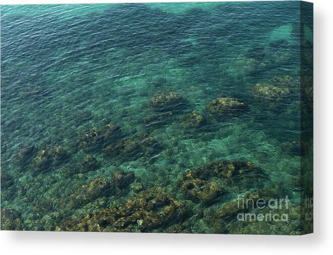 Sea Water Canvas Print featuring the photograph Turquoise sea water in a rocky cove 1, Mediterranean Sea by Adriana Mueller