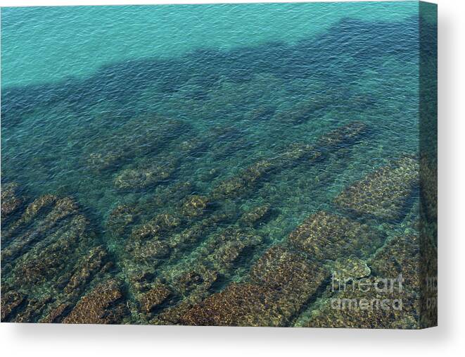 Sea Water Canvas Print featuring the photograph Turquoise sea water in a rocky cove 2, Mediterranean Sea by Adriana Mueller
