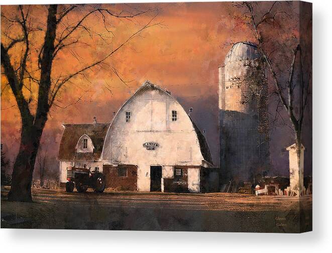 Farm Canvas Print featuring the painting Twilight The Day Before The Auction by Glenn Galen