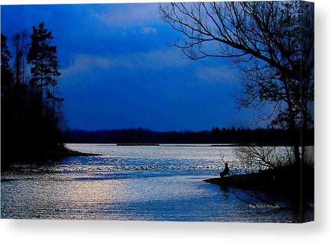 Landscape Canvas Print featuring the photograph Twilight Time Fisherman by Mary Walchuck