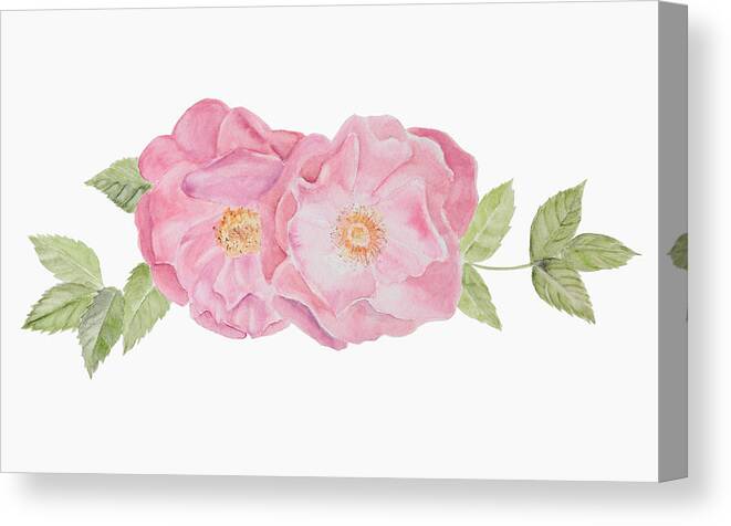 Rose Canvas Print featuring the painting Two Roses by Elizabeth Lock