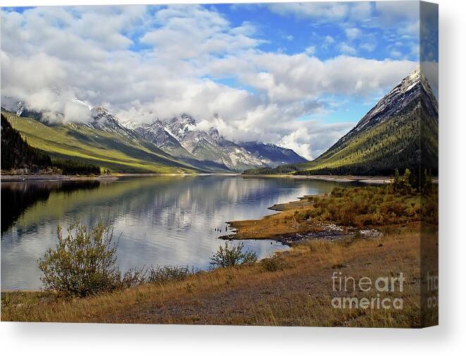 Lake Canvas Print featuring the photograph Under Canadian Sky - Kananaskis Country Alberta Canada by Paolo Signorini