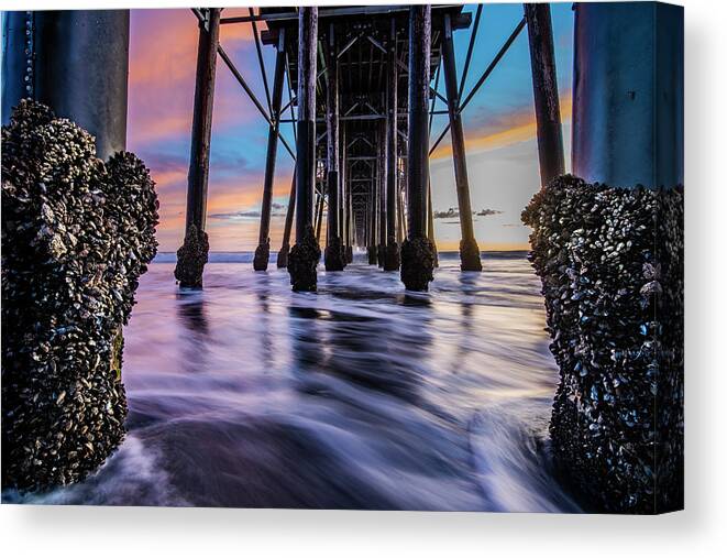  Canvas Print featuring the photograph Under Oceanside Pier by Local Snaps Photography