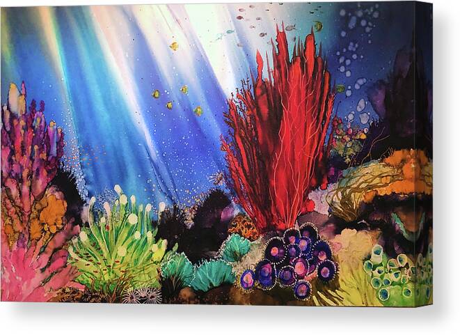  Canvas Print featuring the painting Under the Sea by Julie Tibus