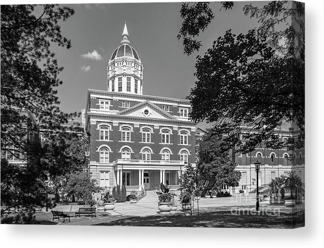 University Of Missouri Canvas Print featuring the photograph University of Missouri Columbia Jesse Hall by University Icons