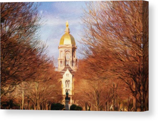 Notre Dame Canvas Print featuring the photograph University of Notre Dame in Autumn by Diane Lindon Coy