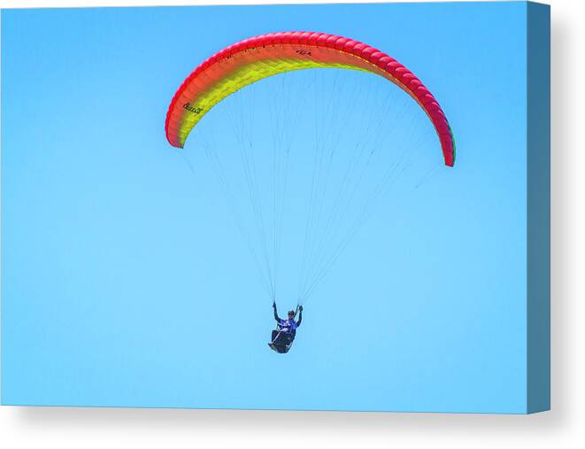 Paragliders Canvas Print featuring the photograph Up, Up and Away 24 5.29.22 by Lindsay Thomson