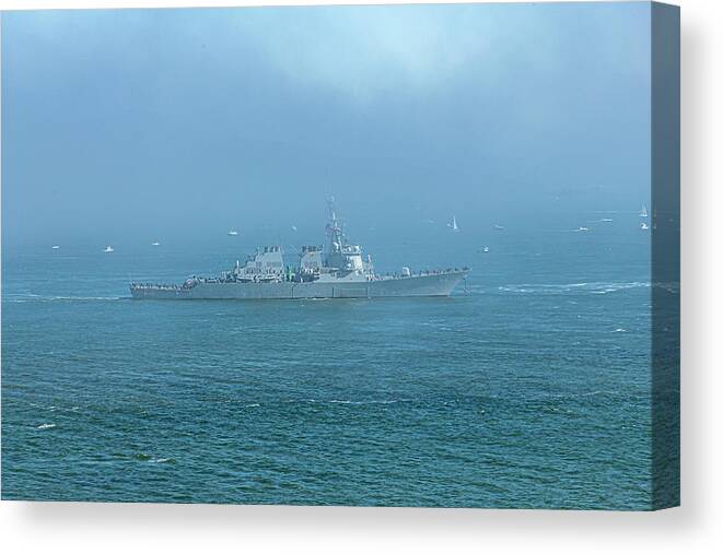 Ships Canvas Print featuring the photograph USS Fitzgerald at Parade of Ships by Bonnie Follett
