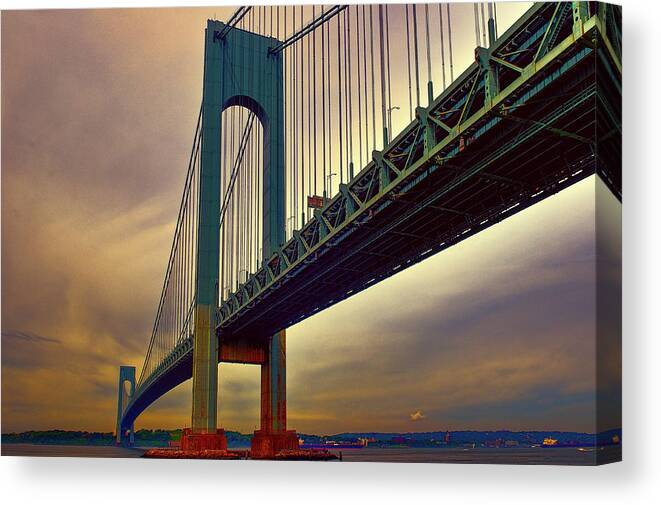 Brooklyn Canvas Print featuring the photograph Verrazano Bridge - NYC by Louis Dallara