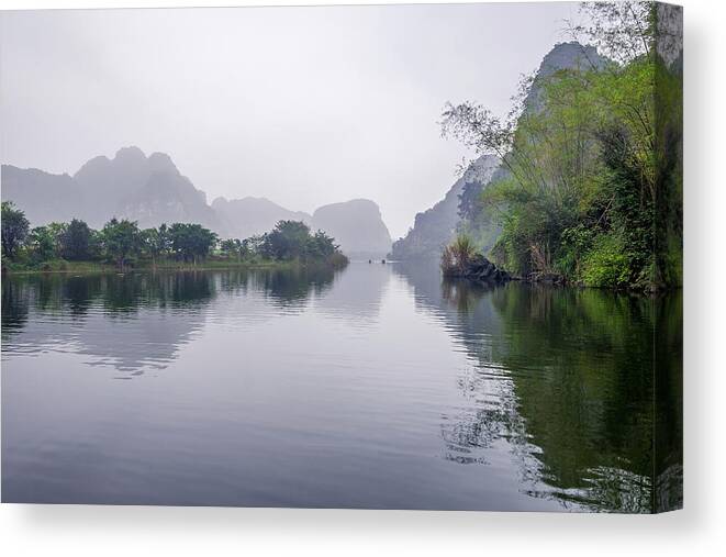 Ba Giot Canvas Print featuring the photograph View at Tam Coc by Arj Munoz